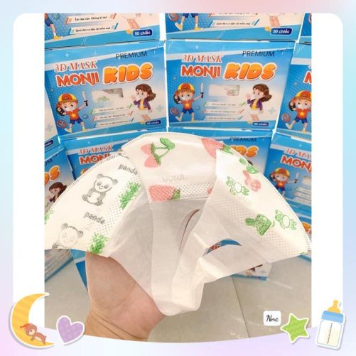 COMBO 3 HỘP 150 CHIẾC 3D MONJ DÀNH CHO BÉ TỪ 2-10 TUỔI, KHẨU TRANG CHO BÉ