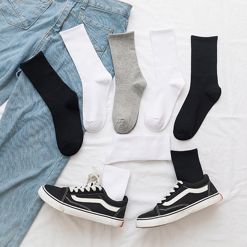 Tất cổ cao nam nữ, tất nữ nam nhún chất liệu cotton mềm thoáng mát dễ phối đồ