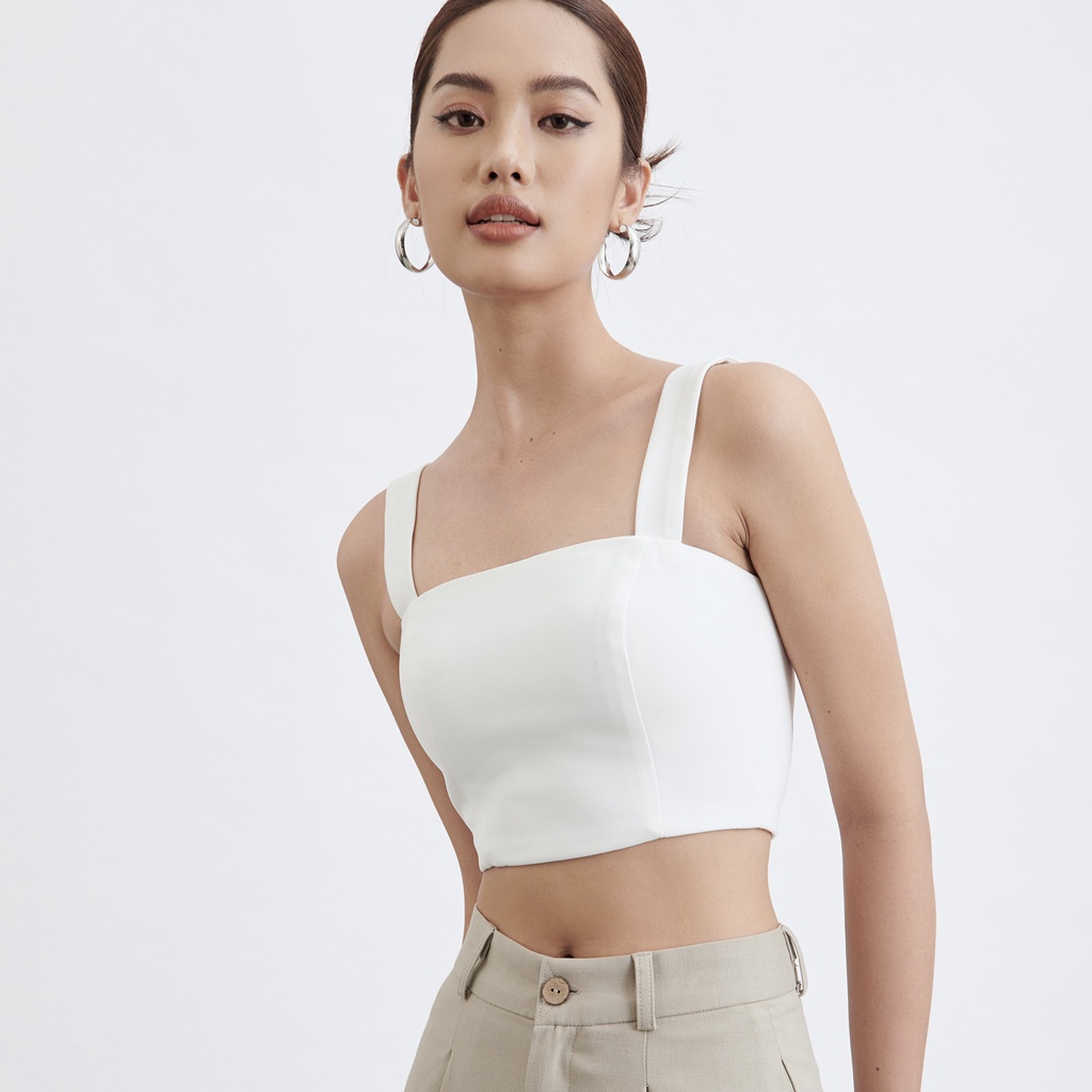 Áo 2 Dây Bản To Croptop Dây Kéo Khóa Lưng Cao Cấp Trắng và Đen - HOO DESIGN  | Shopee Việt Nam