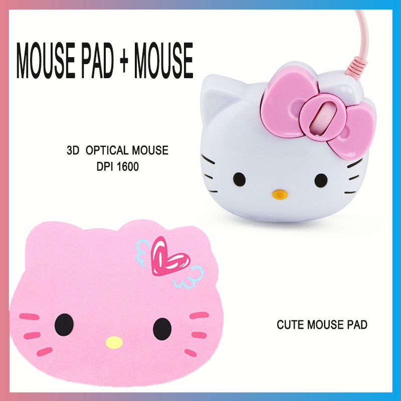 Phim hoạt hình Kitty Wired Chuột Ergonomical mouse 3D DPI1600 Kitty Cat ...