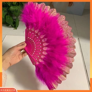 Một thế giới| Quạt Gấp Cổ Điển Phong Cách Retro Thiết Kế Tua Rua Màu Sắc Sống Động Siêu Nhẹ Cầm Thoải Mái Trang Trí Nhựa Cổ Điển Lông Vũ Gấp Quạt Có Mặt Dây Chuyền Cho Câu Lạc Bộ