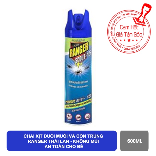 Chai xịt diệt đuổi muỗi kiến gián và côn trùng RANGER không mùi thái ...