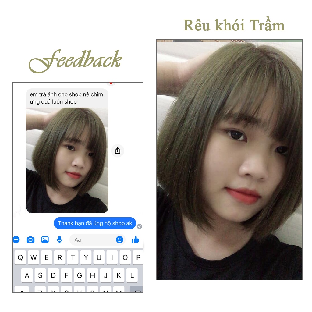 Thuốc nhuộm tóc màu Rêu Trầm Ánh Khói 100ml kem nhuộm không sót da đầu màu nhuộm lên chuẩn tone