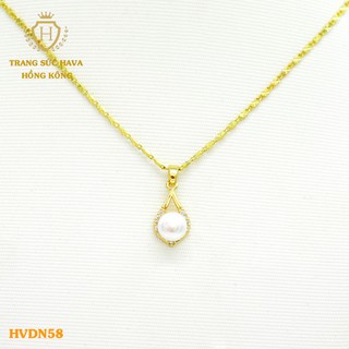 Dây Chuyền, Vòng Cổ Nữ Mặt Đính Hạt Ngọc Xi Mạ Vàng Non Cao Cấp - Trang Sức Hava Hong Kong - HVDN58