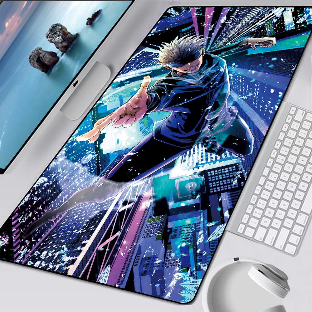 900x400x2mm Anime Jujutsu Kaisen Khóa Cạnh Chuột Chơi Game Lớn Miếng Lót Máy Tính Game Thủ Lớn 90x40cm 70x30cm Miếng Lót Chuột Văn Phòng Thảm Cho Bàn PC Notebook