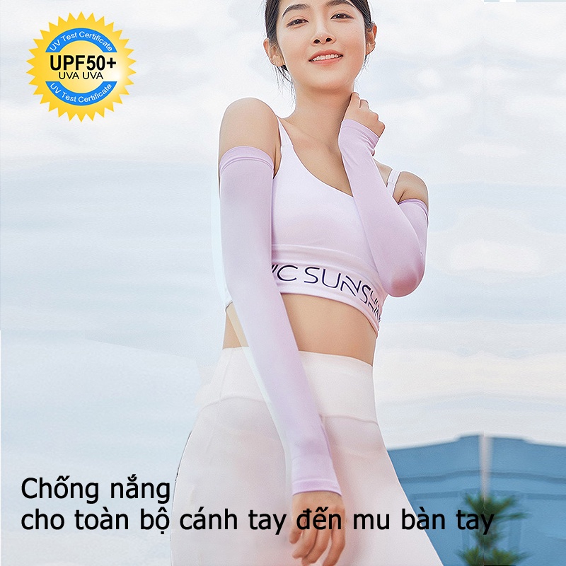 Găng ống tay lụa lạnh chống nắng chống tia cực tím UPF50+ cho lái xe câu cá đạp xe