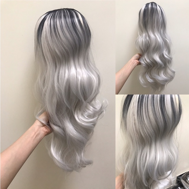 ⭐️ HÌNH THẬT⭐️ TÓC GIẢ BỘ C113 BẠCH KIM OMBER ĐEN