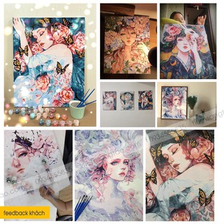 Tranh tô màu 40x50cm có khung kết hợp Ngày Hạnh Phúc