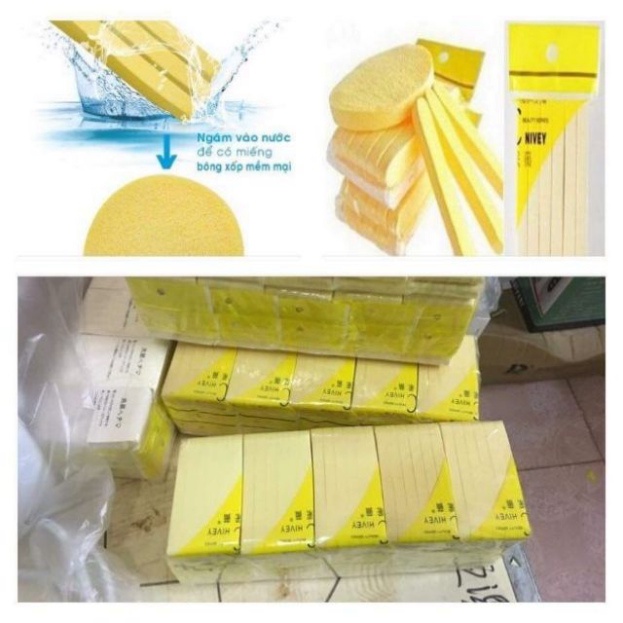 Bọt biển - Bông nở rửa mặt Chivey 12 miếng - Miếng mút rửa mặt dạng nén gói 12 miếng, hàng sẵn loại 1