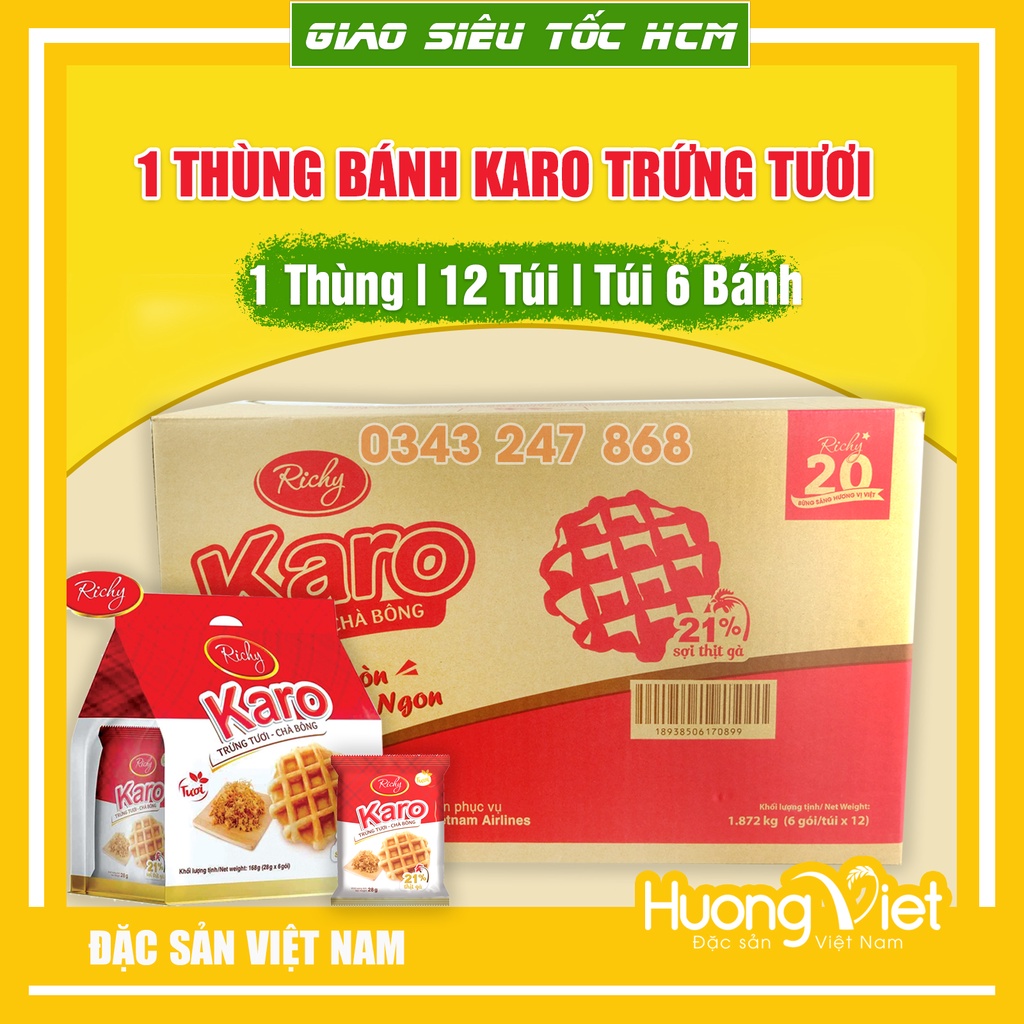 Bánh Karo trứng tươi chà bông Richy [THÙNG 12 TÚI] [1 TÚI GỒM 6 BÁNH ...