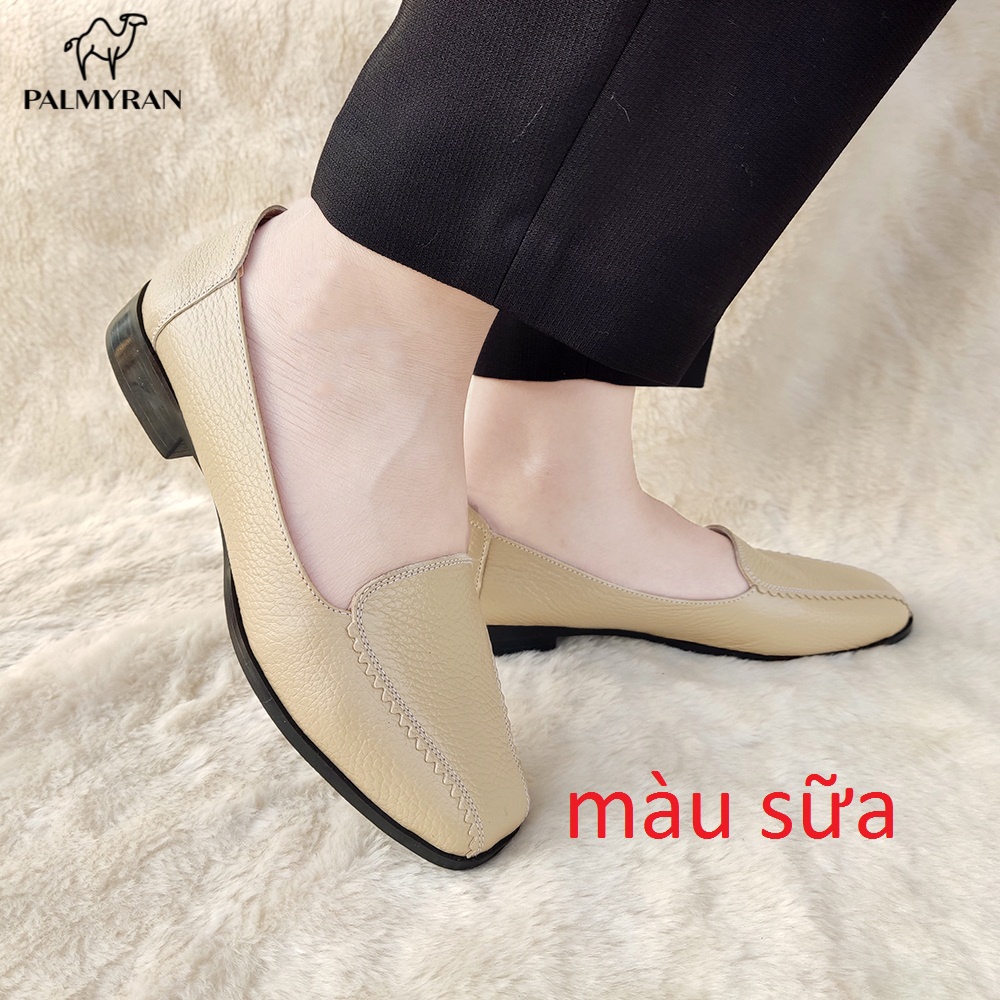Giày nữ da bò thật mõm vuông palmryan ST29 Bảo Hành 1 năm