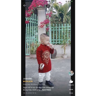 Áo dài nhung đỏ mặc TẾT cho bé trai ( không kèm quần ) Phương Kid