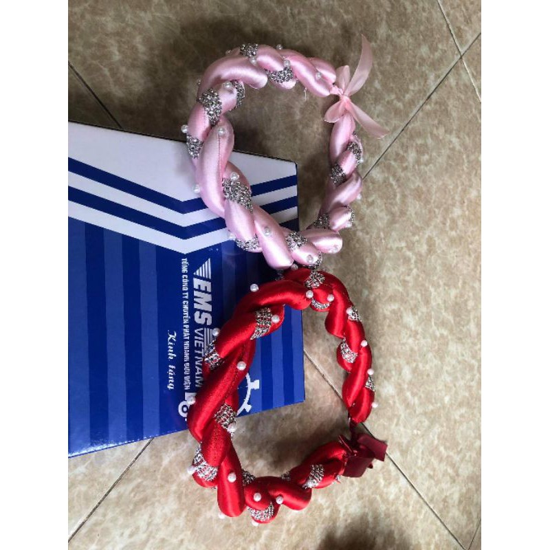 Mấn (vấn) xoắn đôi đính hạt ngọctrai, mấn đội đầu áo dài, phụ kiện thời trang, phụ kiện cưới