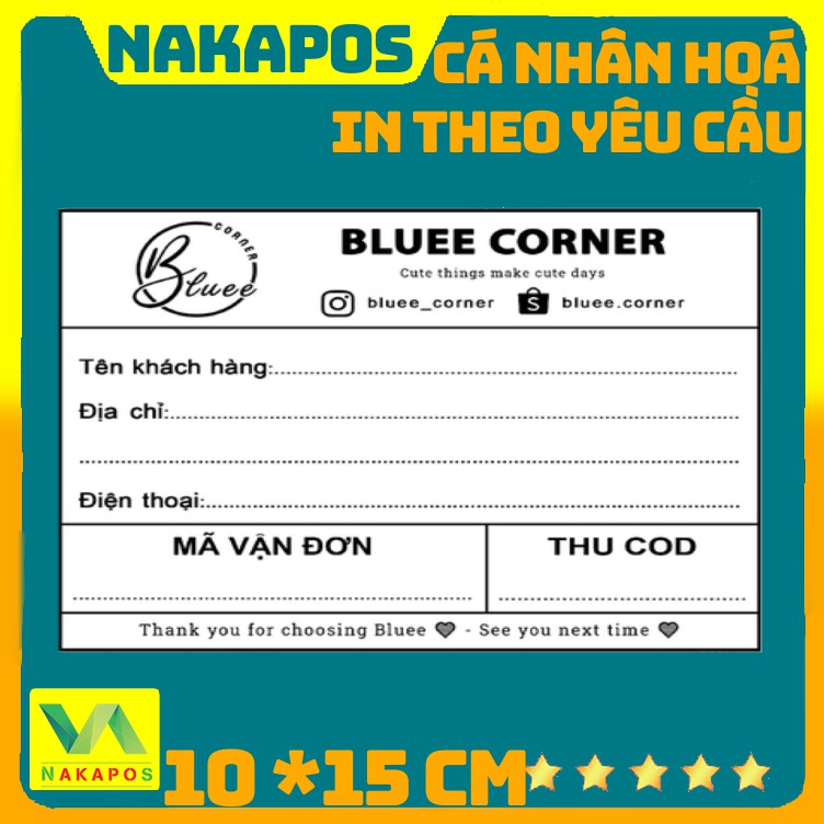 100 Tem Vận Chuyển In Sẵn Theo Nhu Cầu Khách Hàng Khổ Decal 11 x 15 cm (4x6 inch)