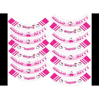 Tem dán full vành dán mọi loại xe màu hồng trắng, tem mâm trùm xe máy 16 miếng full 2 bánh trước sau. Decal trùm vành