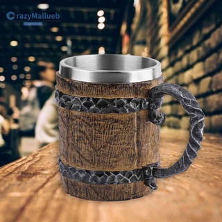 Cốc Uống Bia / Cà Phê Bằng Thép Không Gỉ Hai Thùng Nhựa Resin Cổ Điển Trang Trí Quán Bar [Crazymallueb.V