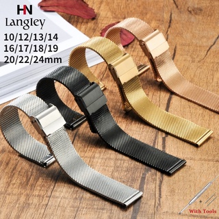 Hàng sẵn có Dây đeo đồng hồ Milanese 10-24mm Vòng đeo tay bằng thép không gỉ cho DW Classic 10 / 12 / 13 / 14 / 16 / 17 / 18 / 19 / 20 / 22 / 24mm Dây đeo đồng hồ đa năng Vòng tay một vòng Nam Nữ