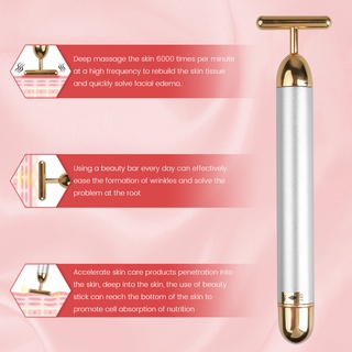 Thanh nâng cơ mặt vàng 24K Con lăn hình chữ T Dụng cụ rung Máy mát xa giảm béo Làm đẹp da mặt Dụng cụ chăm sóc da