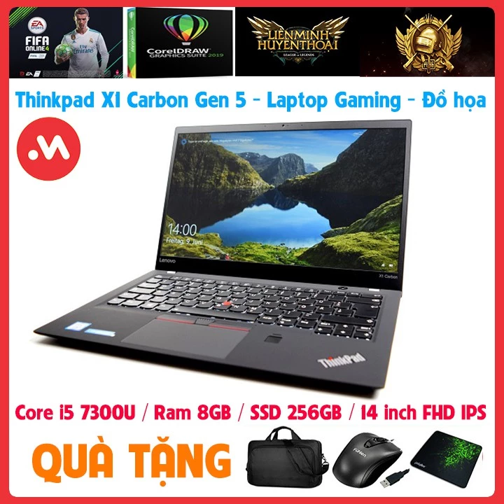Laptop Lenovo ThinkPad X1 Carbon Gen 5 i5-7300U, laptop cũ chơi game đồ họa nặng - Hàng nhập khẩu USA