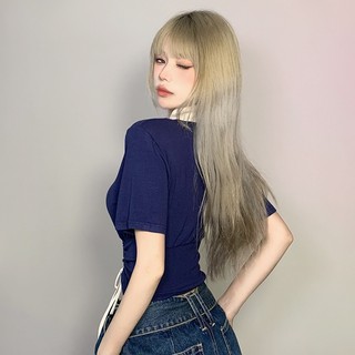 ZHELIHANGFEI Áo Croptop Tay Ngắn Cổ Polo Phối Dây Rút Thiết Kế Quyến Rũ Cho Nữ