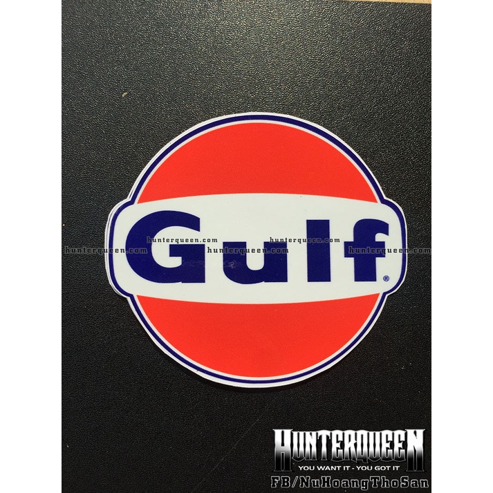 Logo Gulf [8.8x7.8cm]. Decal hình dán sticker xe gắn máy. Chống nước, không bay màu
