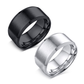 Nhẫn nam titan kiểu trơn nhám viền bóng bản to 10mm không gỉ