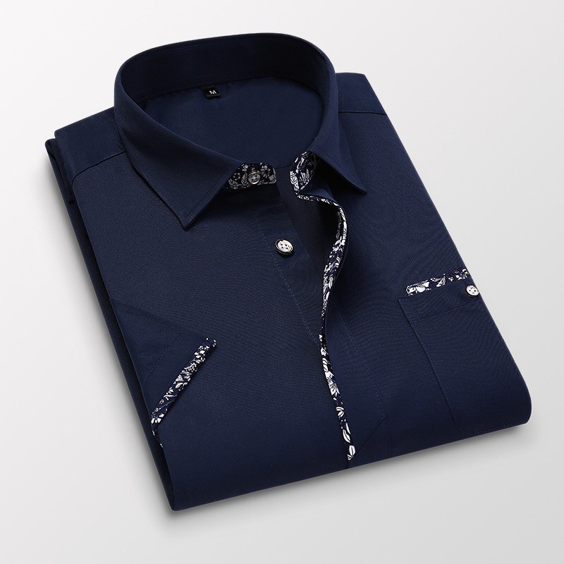 Thời Trang Áo Sơ Mi cotton Ngắn Tay Dáng Ôm In Họa Tiết Lịch Lãm Cho Nam