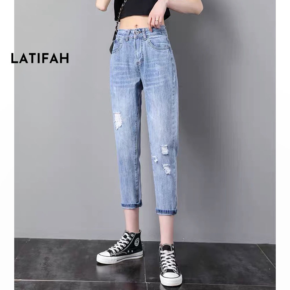 Quần baggy jean nữ LATIFAH ống nhỏ mài rách QD251 phong cách hàn quốc trẻ trung năng động spe
