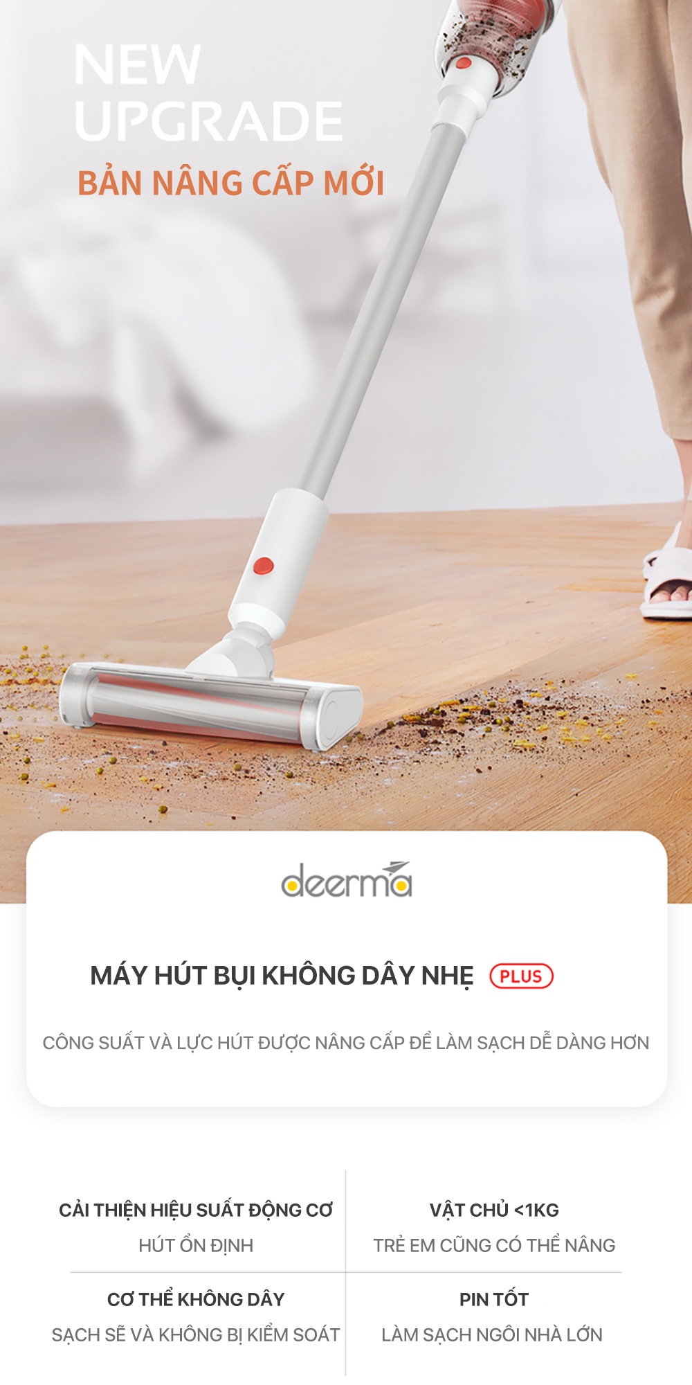 Mô tả Máy hút bụi cầm tay không dây Deerma VC20 Plus kèm 3 đầu hút đa năng, thiết kế gọn nhẹ - Bảo hành 12 tháng - 1