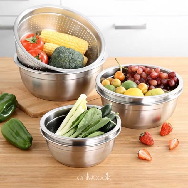 3 BỘ THAU RỔ INOX 304 - Onlycook | Shopee Việt Nam