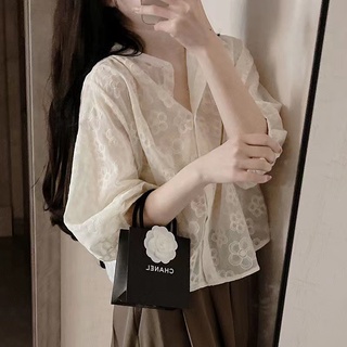 Hàng Mới Về Áo Sơ Mi Tay Dài Thêu Hoa Dáng Rộng Phong Cách Hàn Quốc Cho Nữ Hàng Có Sẵn