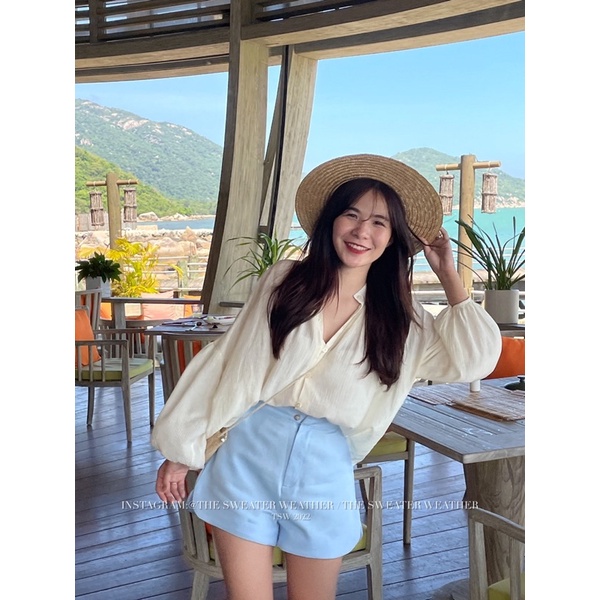 Quần short vải cut out vạt the.sweaterweather TSW (ảnh thật)