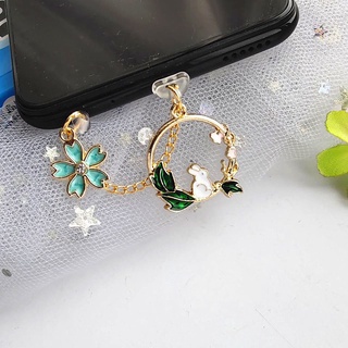 Phụ Kiện Trang Trí Chống Bụi Cho Cổng Sạc Điện Thoại Di Động Hình Thỏ Hoa Anh Đào Dễ Thương