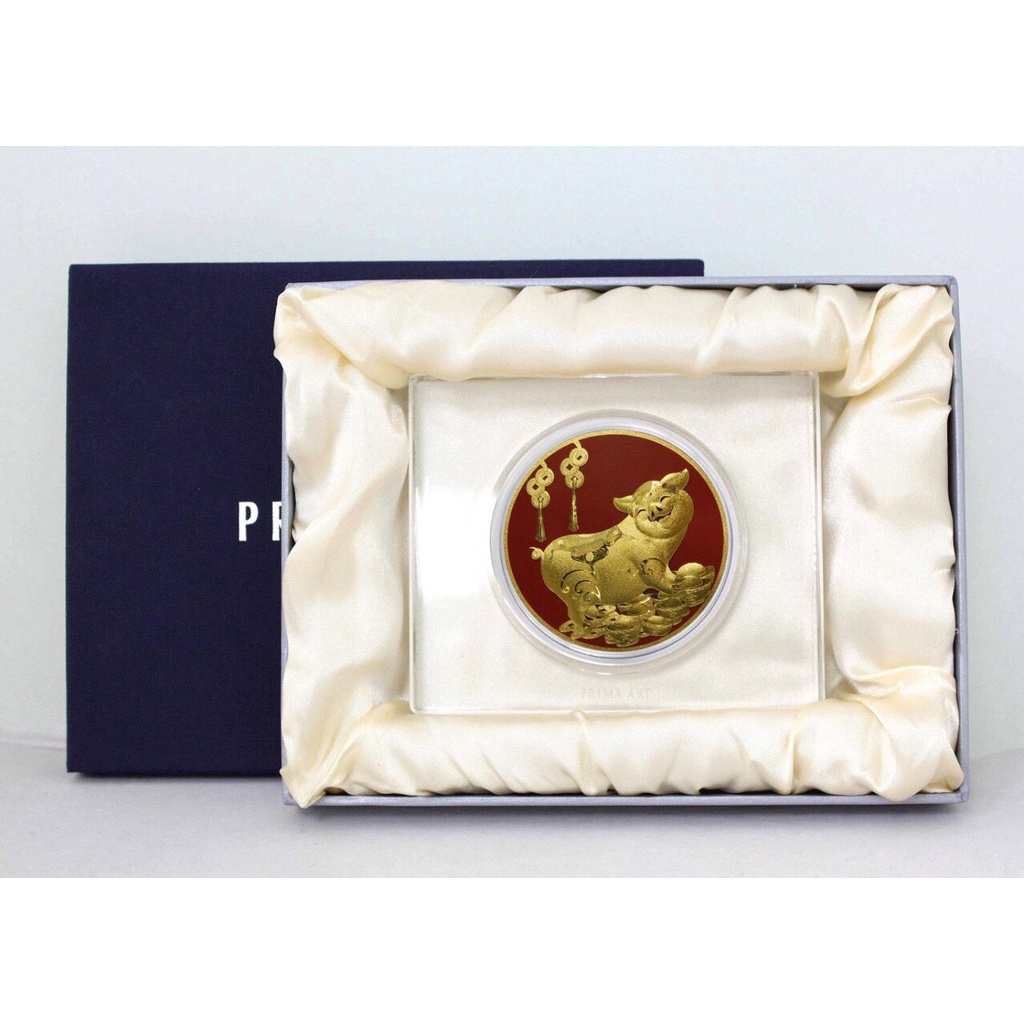 Ảnh Quà Tặng Mỹ Nghệ Phủ Vàng 24K ( Chặn Giấy) PRIMA ART - Heo may mắn - Size 12x10 cm - DGS-0029-05 2