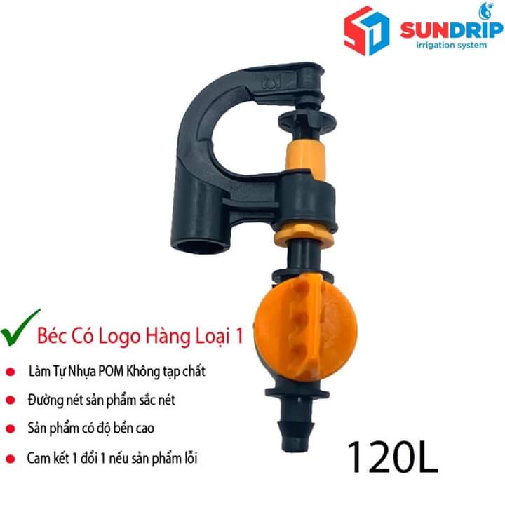 Bộ Béc Tưới G5 cải Tiến 90l/h,120l/h Kèm Van Sino- Cây Cắm Béc 45cm- Dây 6mm Và Khởi Thuỷ 6mm