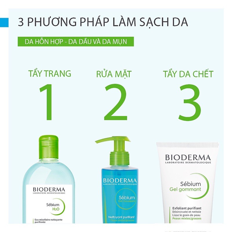 Ảnh Bioderma Gel Rửa Mặt Tạo Bọt Da Dầu Nhạy Cảm Sebium Gel Moussant 100ml 2