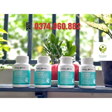 Viên uống bổ não Ginkgo Biloba 2000mg Healthy Care Úc mẫu mới hộp 100 viên giúp bổ não hỗ trợ tuần hoàn máu não