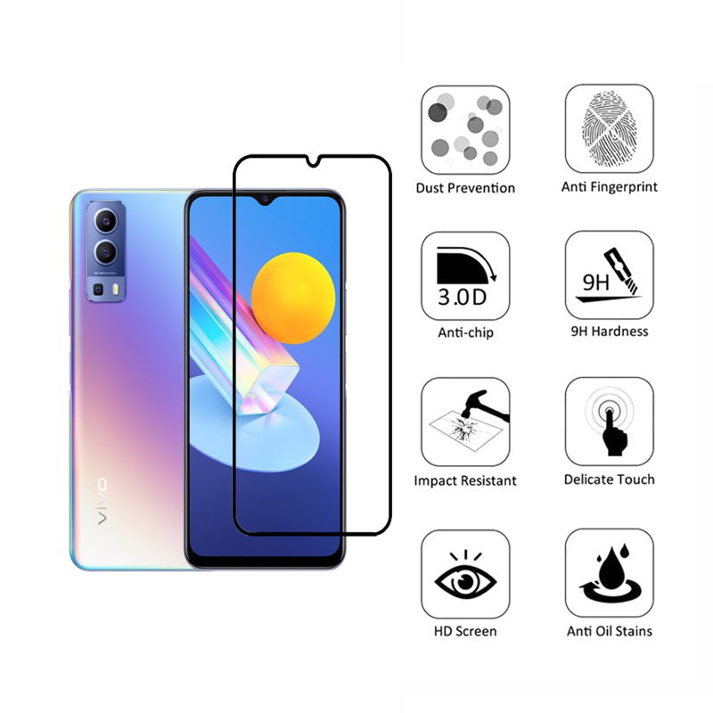 Kính cường lực 2IN1 Vivo Y72 5G Kính cường lực phủ sóng toàn diện cho Vivo Y31 Y30 Y50 V20 2021 V20 SE Pro Y20 Y20i Y20S Bảo vệ màn hình và bảo vệ ống kính máy ảnh