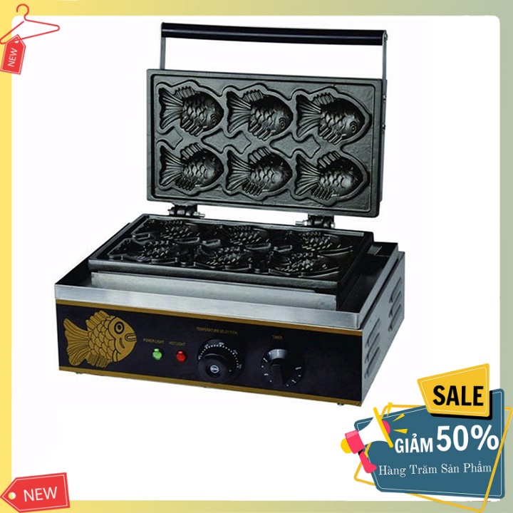 Máy làm bánh cá nhỏ công nghiệp 1650W gia nhiệt kép 2 mặt, chống dính teflon siêu bền