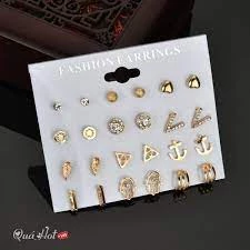 Set 12 Đôi Khuyên Tai, bông tai,khuyên đeo tai,bộ khuyên tai Hàn Quốc Đẹp