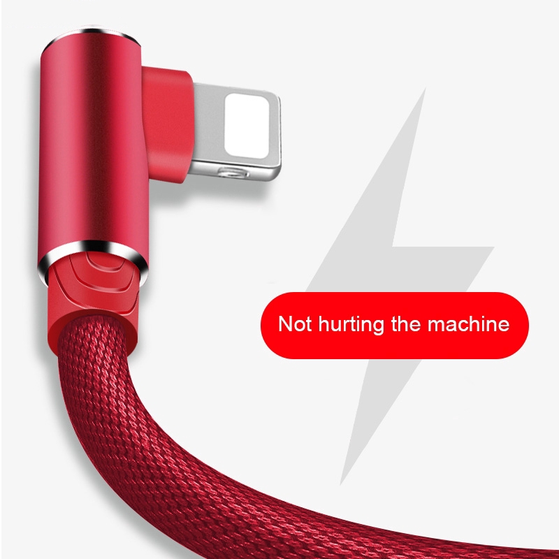 Dây cáp sạc nhanh và truyền dữ liệu Type-C Micro USB dài 1M góc 90 độ cho For iPhone OPPO Xiaomi