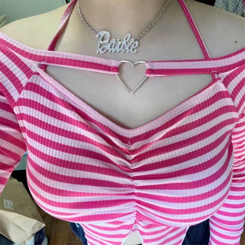 Vòng cổ Thép Titan Mặt Chữ Barbie 90s