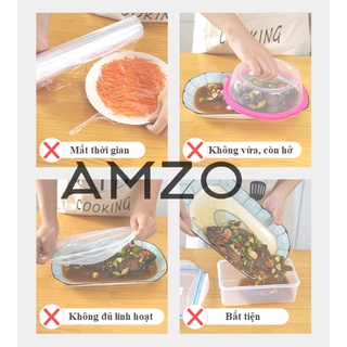 AMZO_(LOẠI ĐỦ) COMBO MÀNG BỌC THỰC PHẨM PE/ TÚI GẤU CÓ CHUN BỌC ĐỒ ĂN CO GIÃN TỐT 24CM (BỌC LỚN DÀI)