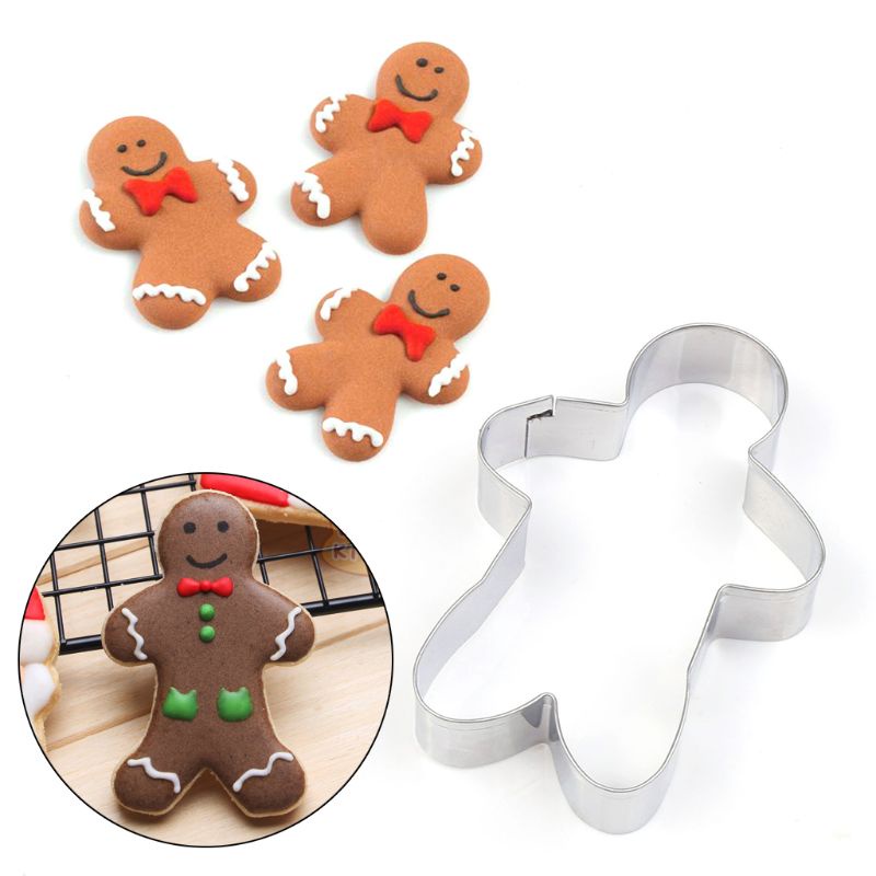 Set 3 khuôn cắt làm bánh quy hình người bánh gừng bằng thép không gỉ