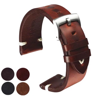 Dây Đeo Đồng Hồ Bằng Da Bò 18mm 20mm 22mm 24mm Phong Cách Vintage