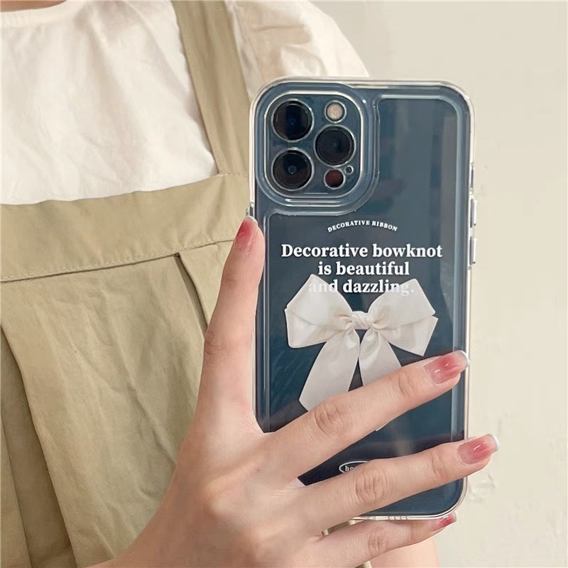 Ốp iphone trong suốt hình nơ hồng ( sắp hết )