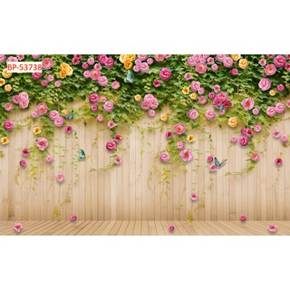 Tranh Dán 3D Khổ Lớn Hoa Dây Leo dán trang trí quán cà phê, trà sữa, nhà cửa đẹp
