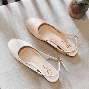 Giày búp bê nữ cao gót mũi vuông Annmodels 2 phân kiểu dáng slingback hở gót _MIN028XM