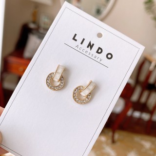 [T0209] KHUYÊN TAI thời trang nữ đính đá tròn LINDO