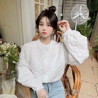 Áo Sơ Mi Tay Dài Phồng Dáng Rộng Thêu Họa Tiết Baju Baju Wanita Lengan Panjang Hàng Mới Có Sẵn